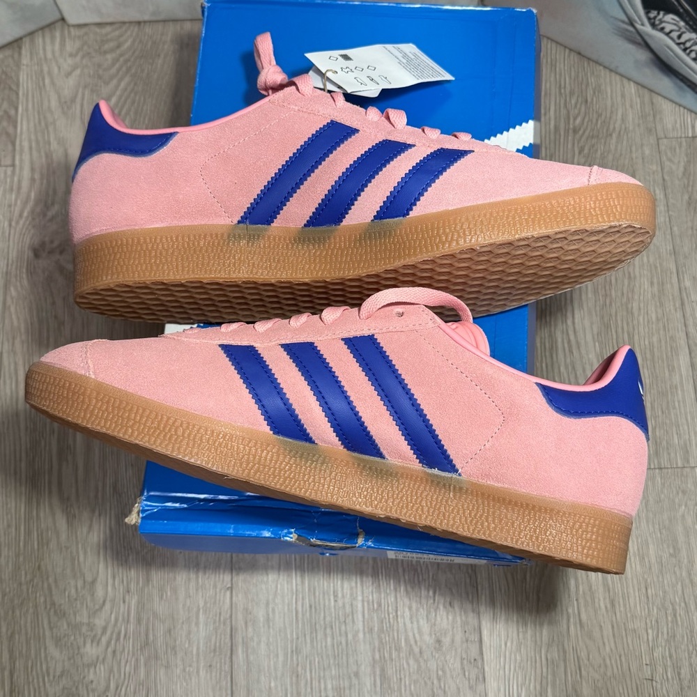 New Adidas Originals Gazelle Semi Pink Spark Lucid Blue Casual Shoes Sneaker - Picture 8 of 13